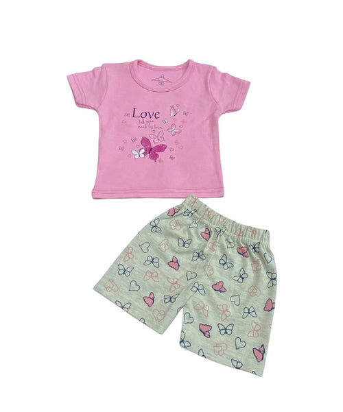 بيجامه بناتي قطن خامه مريحه مكون من قطعين رسمة الفراشات 🩷🩷