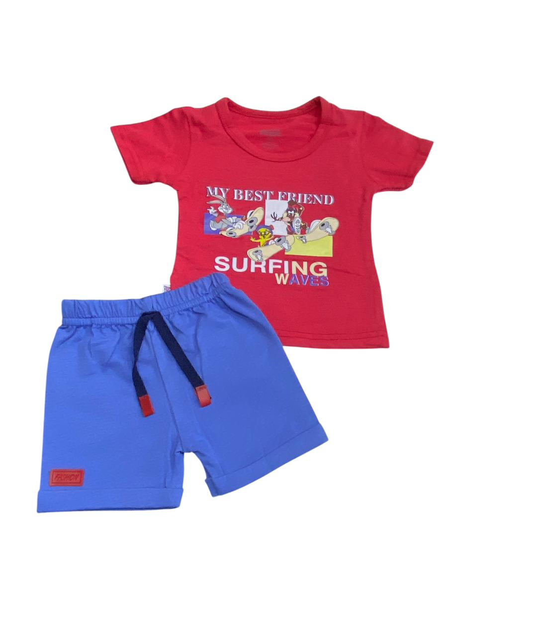 طقم اولادي قطن خامه مريحه مكون من قطعتين رسمة سكوتر🤍😍