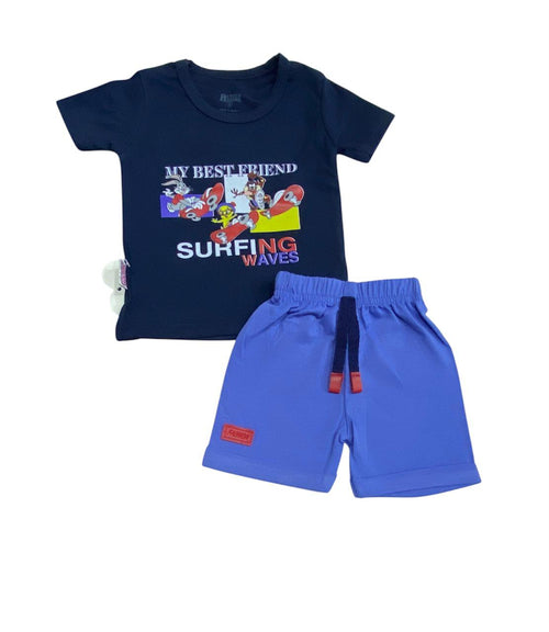 طقم اولادي قطن خامه مريحه مكون من قطعتين رسمة سكوتر🤍😍