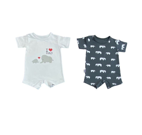 عرض ٢ سالوبيت قطن رسمة فيل 🐘 من 0 ل 6 شهور