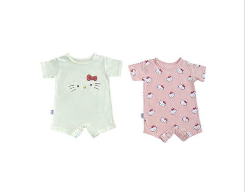 عرض ٢ سالوبيت قطن رسمة قطه فيونكه🐈من 0 ل 6 شهور