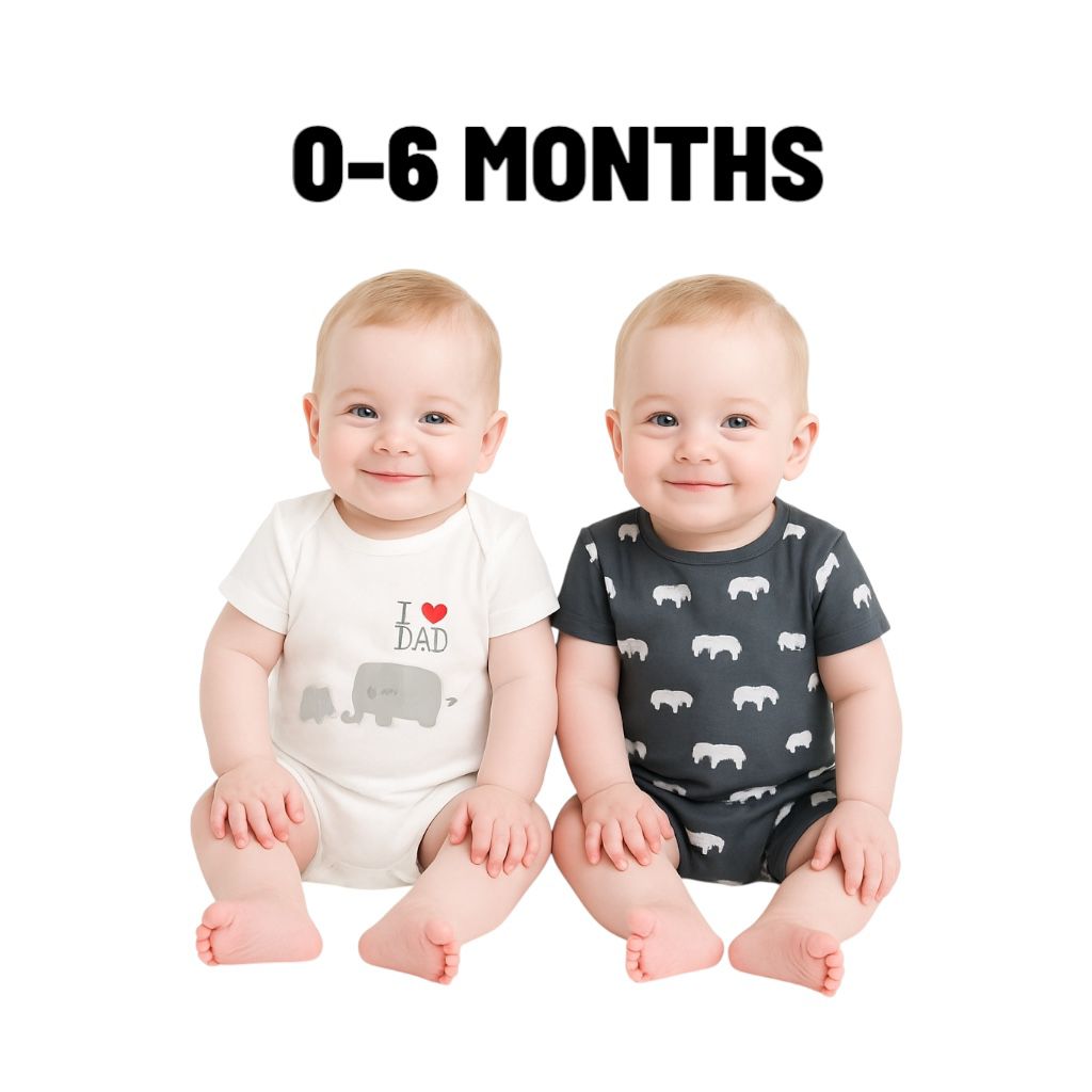 عرض ٢ سالوبيت قطن رسمة فيل 🐘 من 0 ل 6 شهور