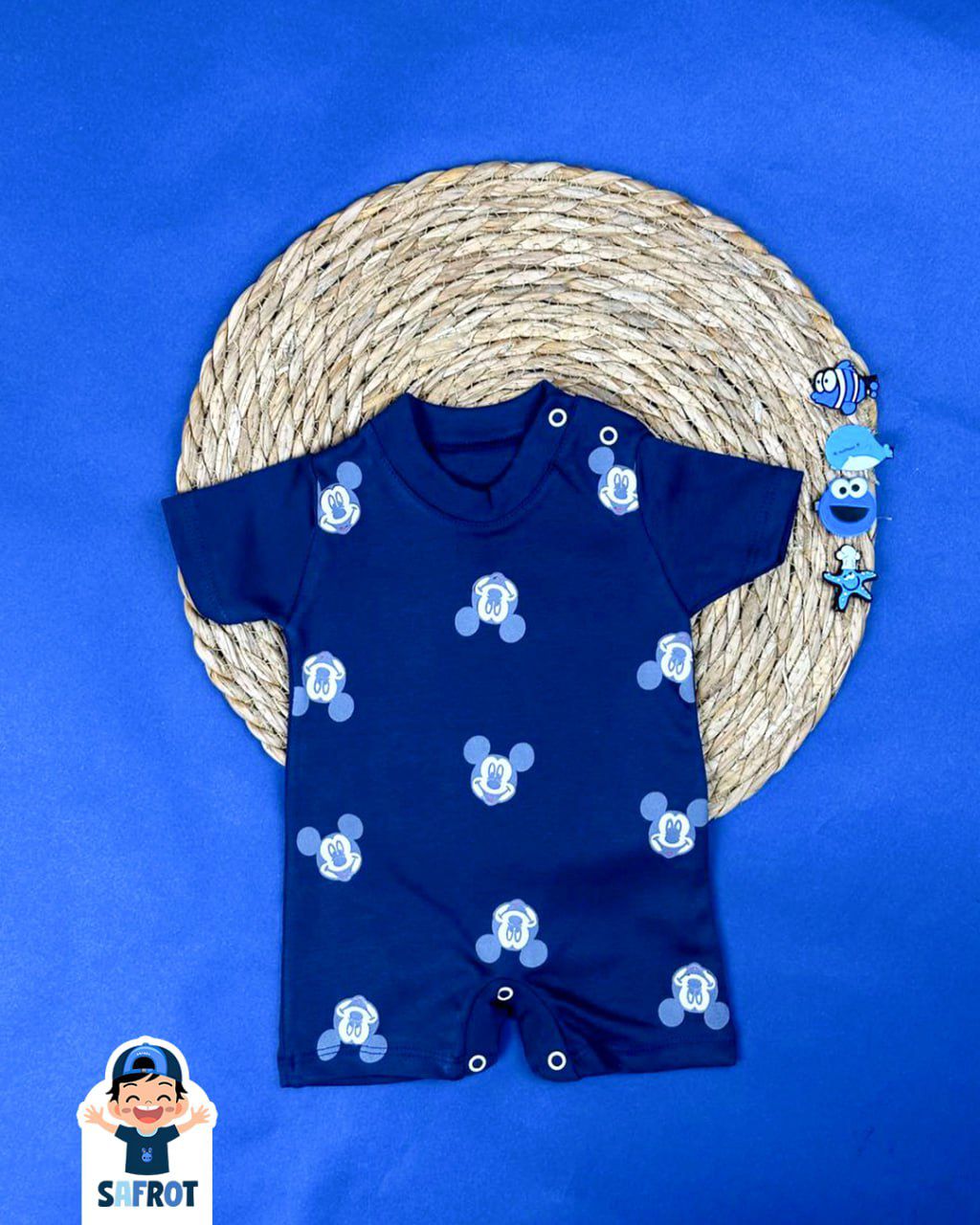 سالوبيت صيفي اولادي قطن 100% خامه خفيفه رسمة ميكي ماوس❤️🤍