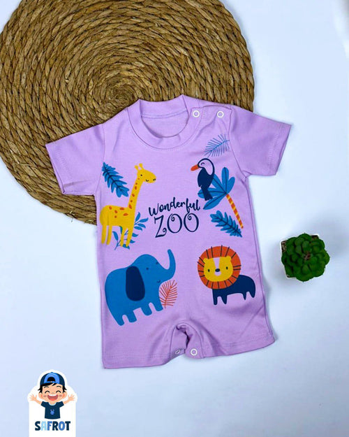 سالوبيت صيفي اولادي وبناتي قطن 100% خامه خفيفه رسمة ZOO 🩷🤍