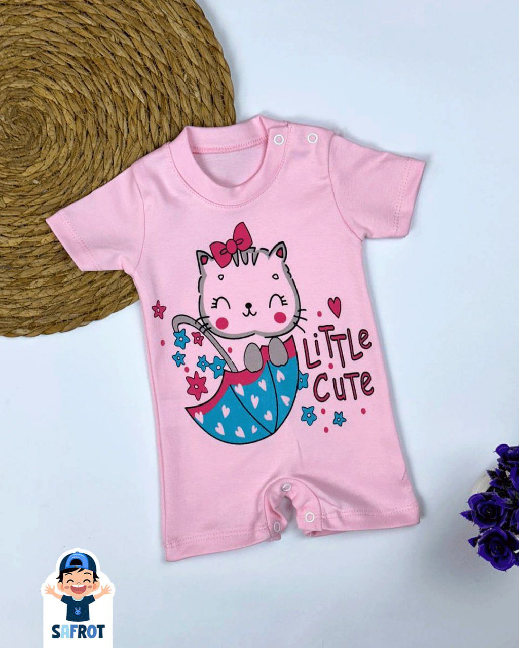 سالوبيت صيفي بناتي قطن 100% خامه خفيفه رسمة القطه ❤️🩷