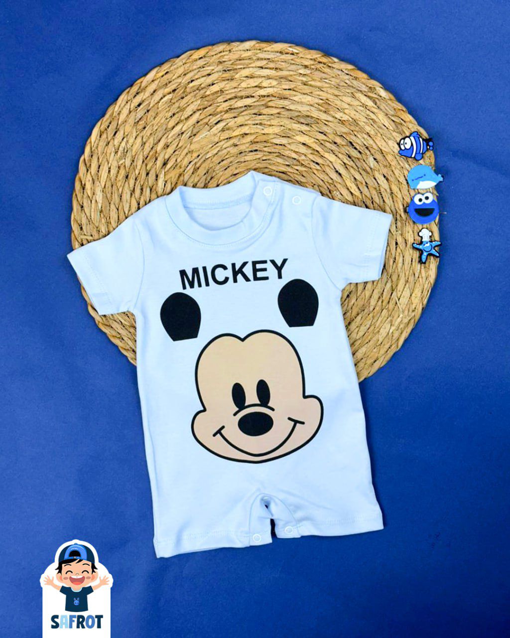 سالوبيت صيفي اولادي قطن 100% خامه خفيفه رسمة ميكي ماوس 🤍🤍