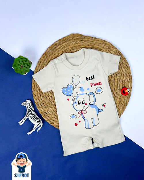 سالوبيت صيفي اولادي وبناتي قطن 100% خامه خفيفه رسمة الفيل 🩷🤍