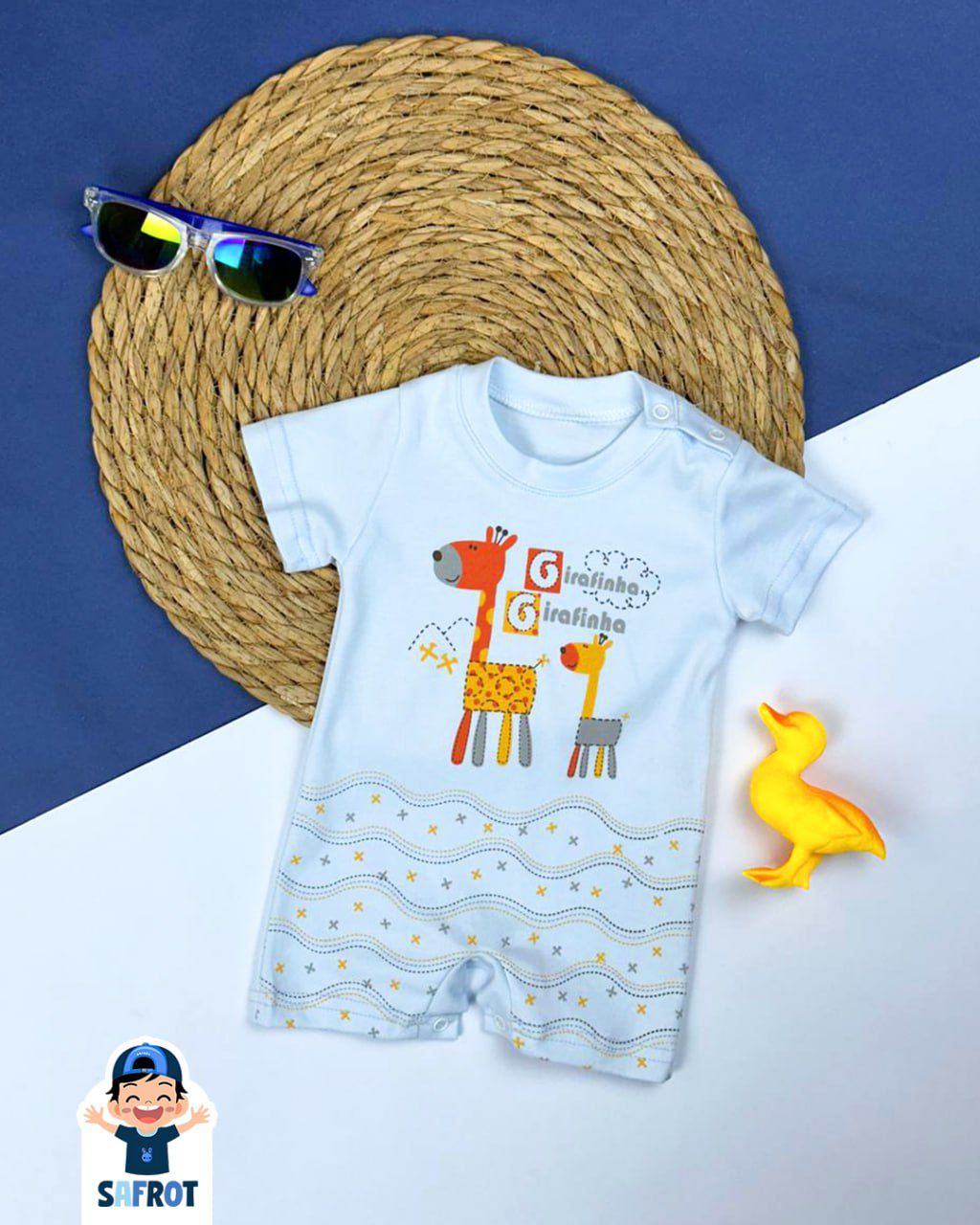 سالوبيت صيفي قطن 100% اولادي خامه خفيفه رسمة الزرافتين 🩷🤍