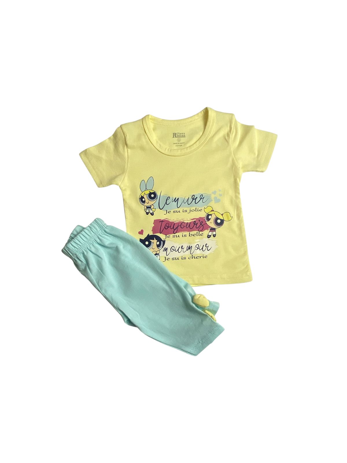 طقم بناتي أنيق ومريح مكوّن من قطعتين رسمة شخصيات 🩷🩷