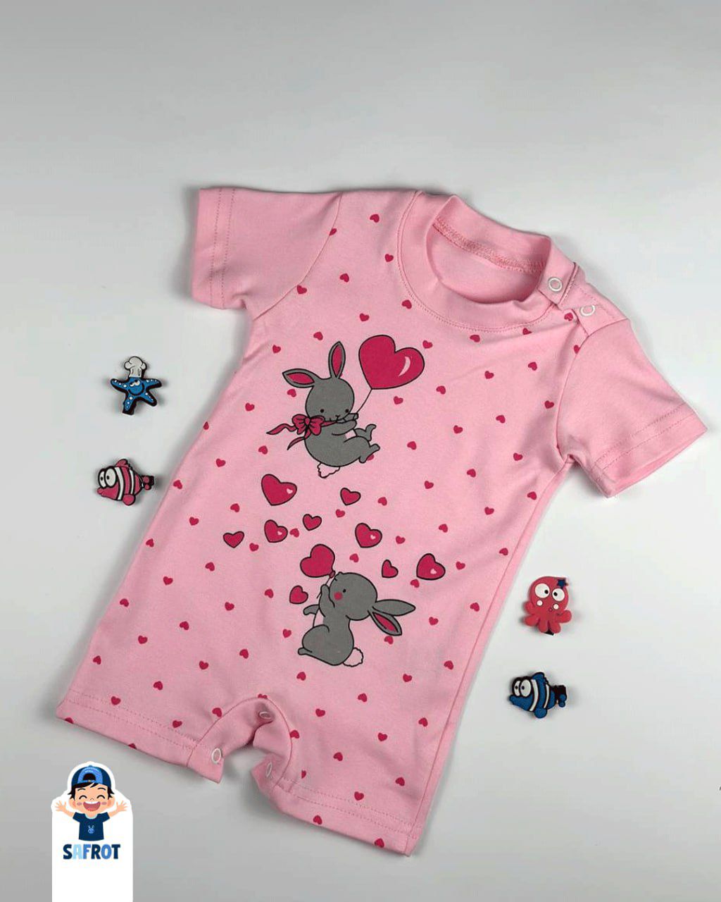 سالوبيت صيفي بناتي قطن 100% خامه خفيفه رسمة قلوب❤️🩷