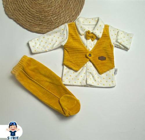 طقم خروج شتوي بناتي مكون من قطعتين تيشرت بسديري وبنطلون 💛💛