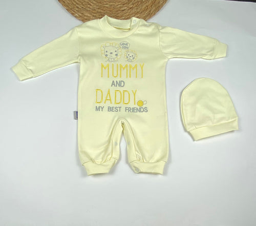 سالوبيت اولادي وبناتي قطن 100% خريفي مكون من قطعتين رسمة mummy and dady😍❤️