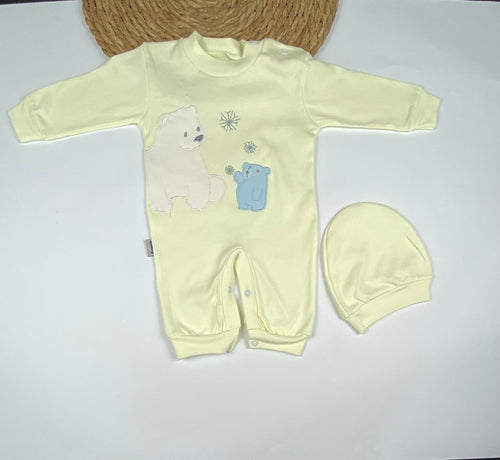 سالوبيت اولادي وبناتي قطن 100% خريفي مكون من قطعتين رسمة الدبين😍❤️