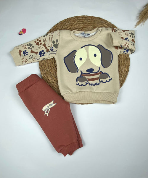 طقم شتوي ميلتون اولادي مكون من قطعتين رسمة كلب 🤍🤍