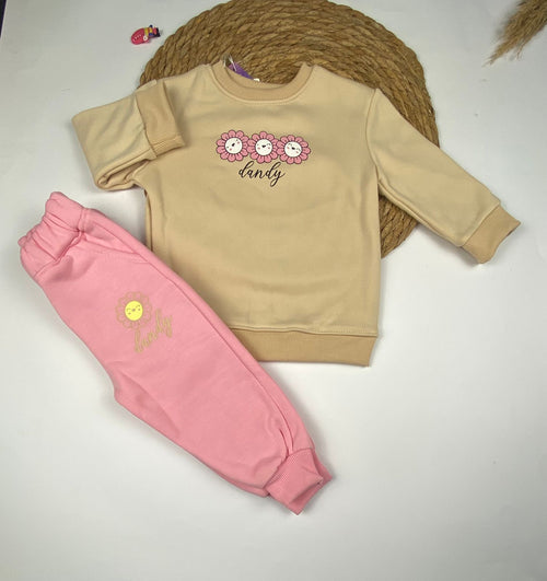 طقم بناتي شتوي خامه ميلتون مكون من قطعتين رسمة 3 وردات 😍🩷🩷