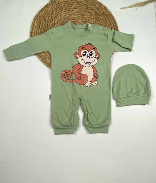 سالوبيت اولادي وبناتي قطن 100% خريفي مكون من قطعتين رسمة قرد🐵❤️