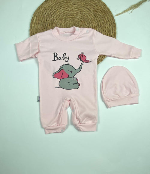 سالوبيت اولادي وبناتي قطن 100% خريفي مكون من قطعتين رسمة فيل 🐘🩶