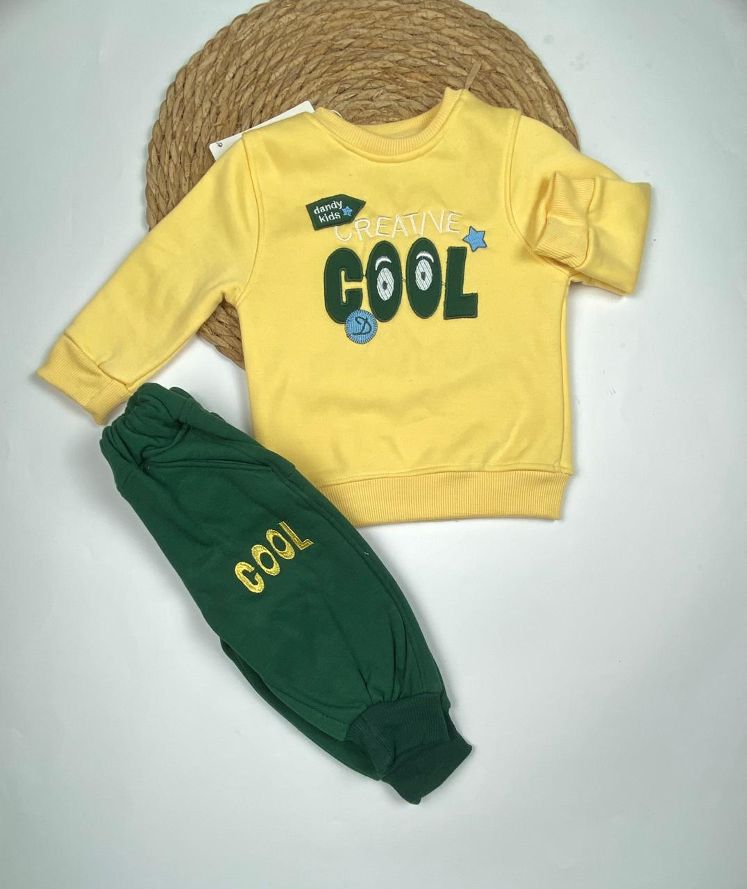 طقم بناتي شتوي خامه ميلتون مكون من قطعتين cool💛🤍