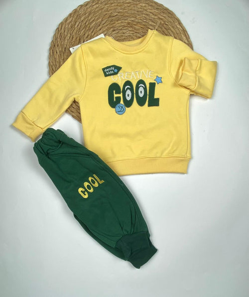 طقم بناتي شتوي خامه ميلتون مكون من قطعتين cool💛🤍