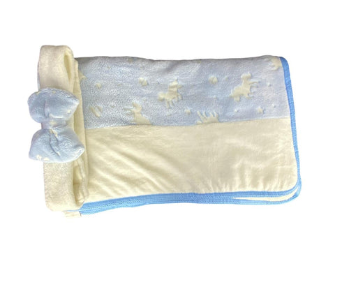 بطانية بيبي قطن فرو لحديثي الولادة، ناعمة على البشرة ماركة السنافر💗🩵