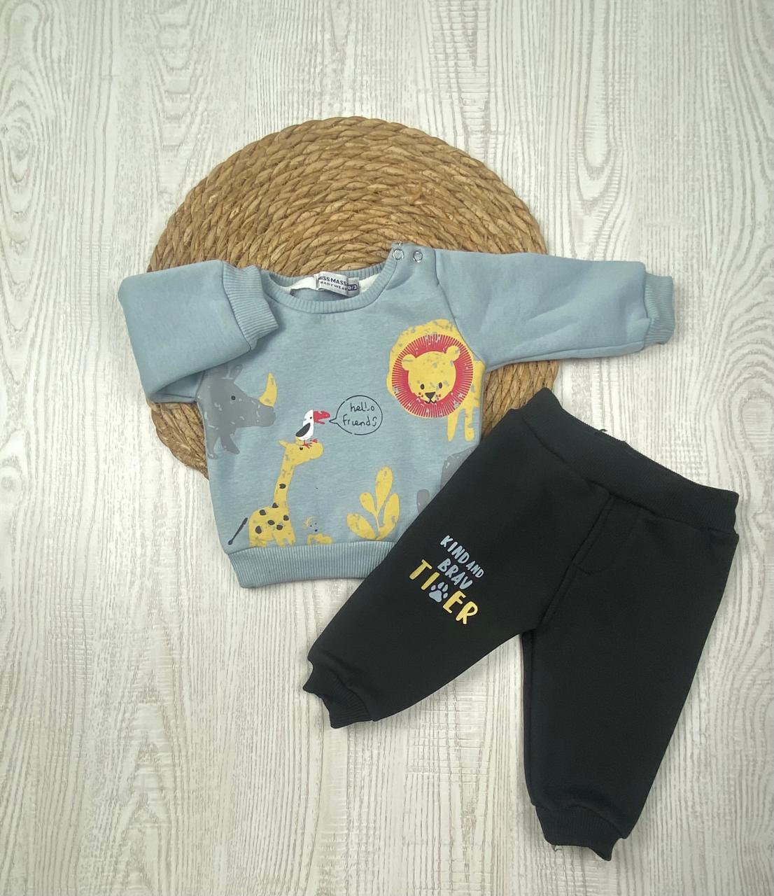 طقم شتوي ميلتون اولادي مكون من قطعتين zoo 🐰🐘🤍