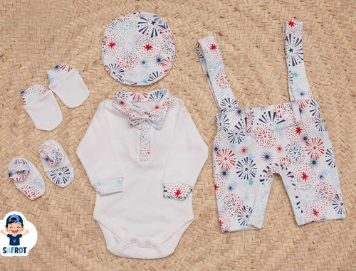 طقم السبوع والمستشفى اولادي وبناتي خامه قطن مكون من 5 قطع 🤍❤️😍