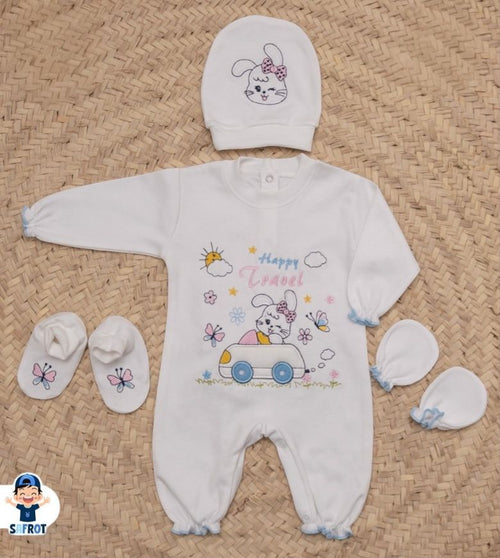 طقم السبوع والمستشفى اولادي وبناتي خامه قطن مكون من 4 قطع 🤍❤️