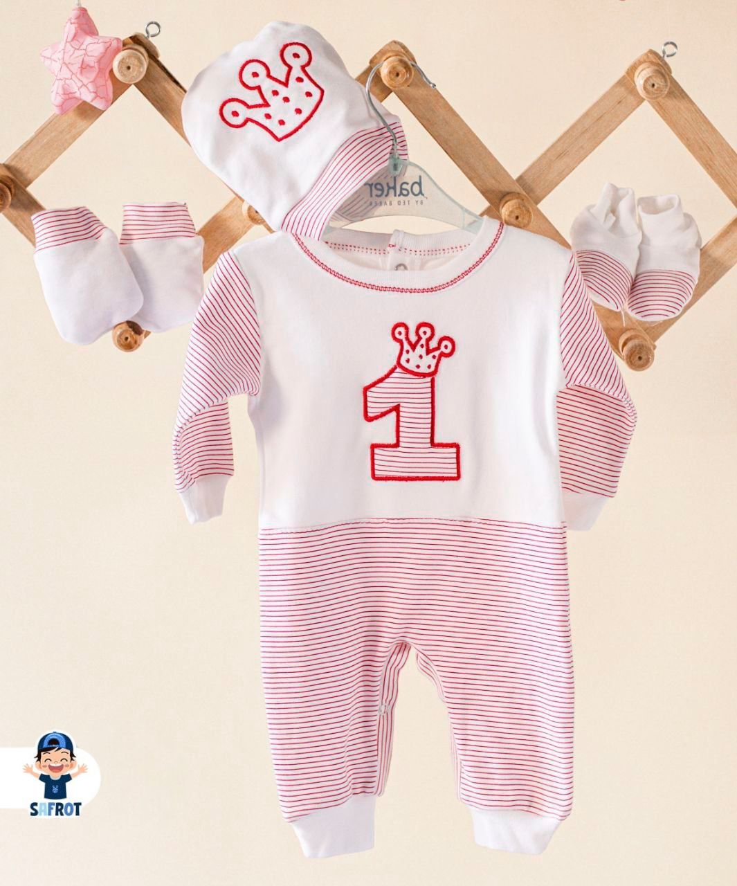 طقم السبوع والمستشفى بناتي قطن مكون من 4 قطع 🤍❤️