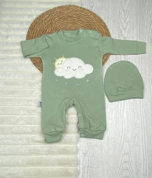 سالوبيت اولادي وبناتي قطن 100% خريفي مكون من قطعتين رسمة سحابه❤️