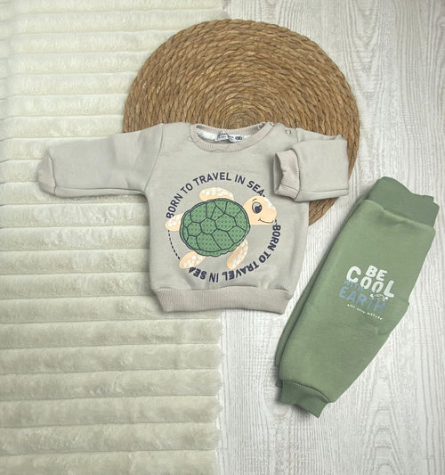 طقم شتوي ميلتون اولادي مكون من قطعتين سلحفاه ❤️🤍