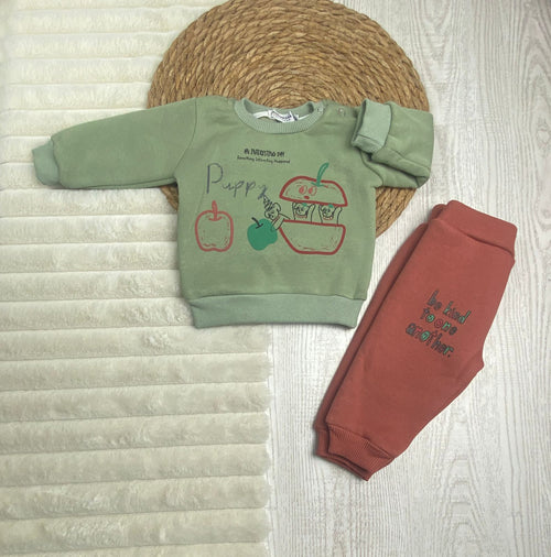 طقم شتوي ميلتون اولادي مكون من قطعتين  apple❤️🤍