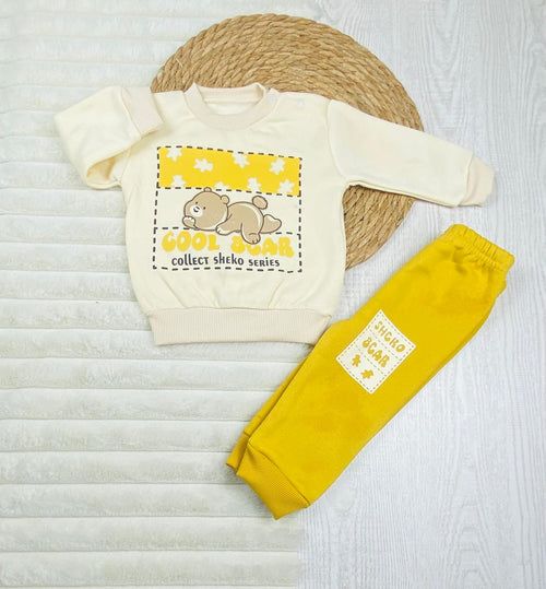 طقم بناتي شتوي خامه ميلتون مكون من قطعتين cool bear❤️🤍