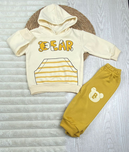 طقم اولادي وبناتي شتوي خامه ميلتون مكون من قطعتين bear❤️🤍