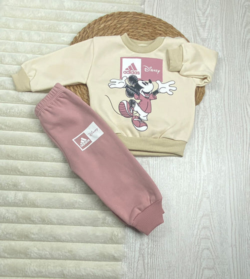 طقم اولادي وبناتي شتوي خامه ميلتون مكون من قطعتين رسمة ميكي ❤️🤍