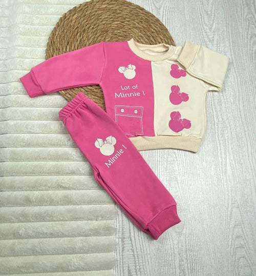 طقم بناتي شتوي خامه ميلتون مكون من قطعتين minnie❤️🤍
