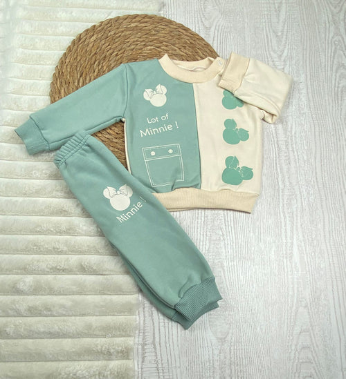 طقم بناتي شتوي خامه ميلتون مكون من قطعتين minnie❤️🤍