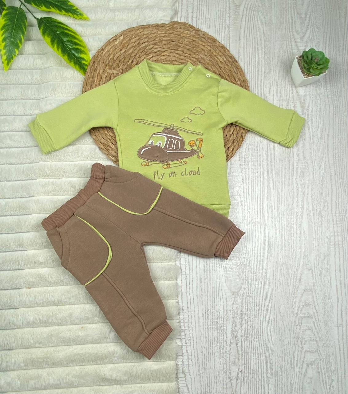 طقم شتوي ميلتون اولادي ,وبناتي مكون من قطعتين رسمة طياره✈️🤍