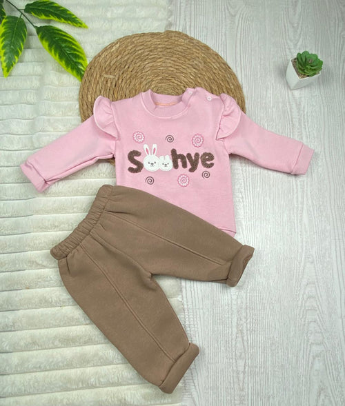 طقم شتوي ميلتون بناتي مكون من قطعتين رسمة ارنبيتن💞🤍