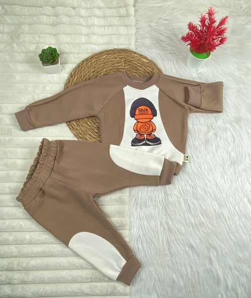 طقم اولادي وبناتي شتوي خامه ميلتون مكون من قطعتين shik littlebear🤍🤍