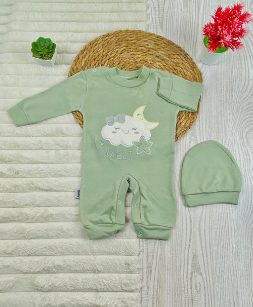 سالوبيت اولادي وبناتي قطن 100% خريفي مكون من قطعتين رسمة هلال ونجمه وسحابه❤️