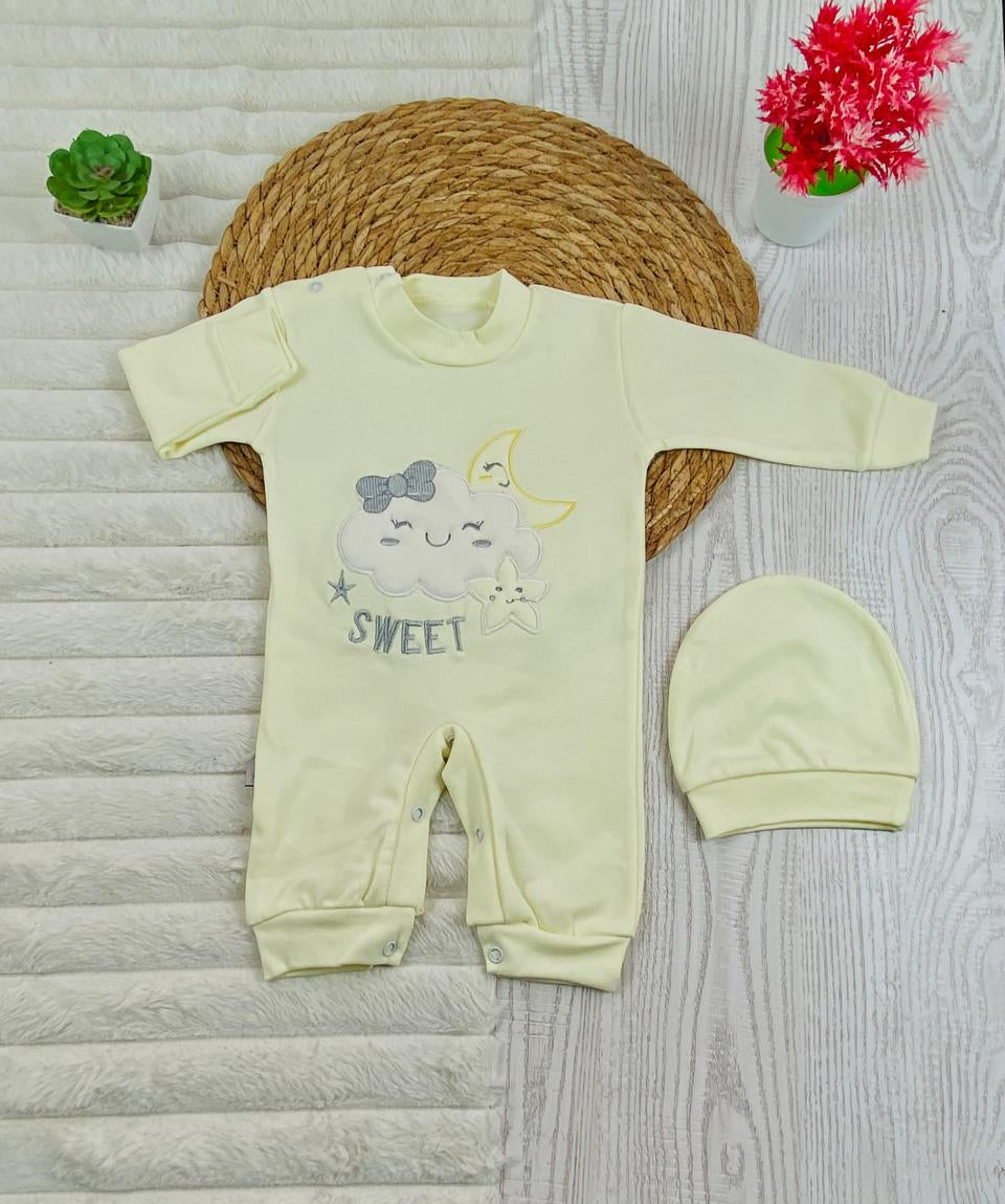 سالوبيت اولادي وبناتي قطن 100% خريفي مكون من قطعتين رسمة هلال ونجمه وسحابه❤️