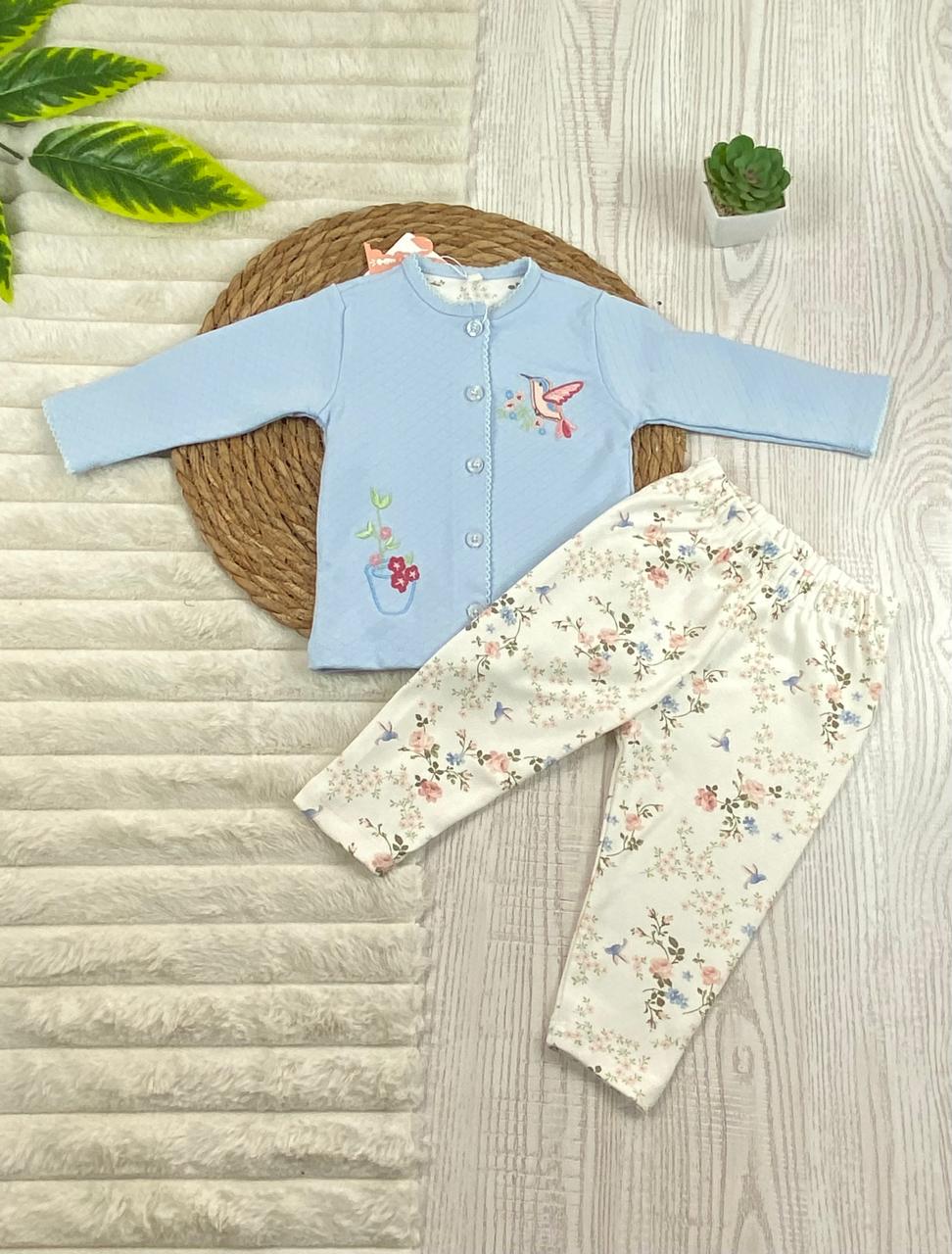 بيجامه بناتي  خريفي من فاني باني مكون من قطعتين قطن 100% flower🤍🩷