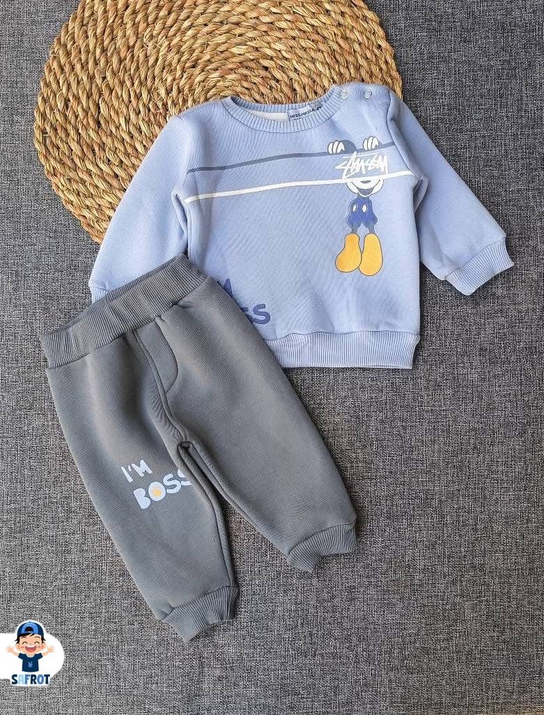 طقم شتوي ميلتون بناتي واولادي مكون من قطعتين i.m boss🤍🤍