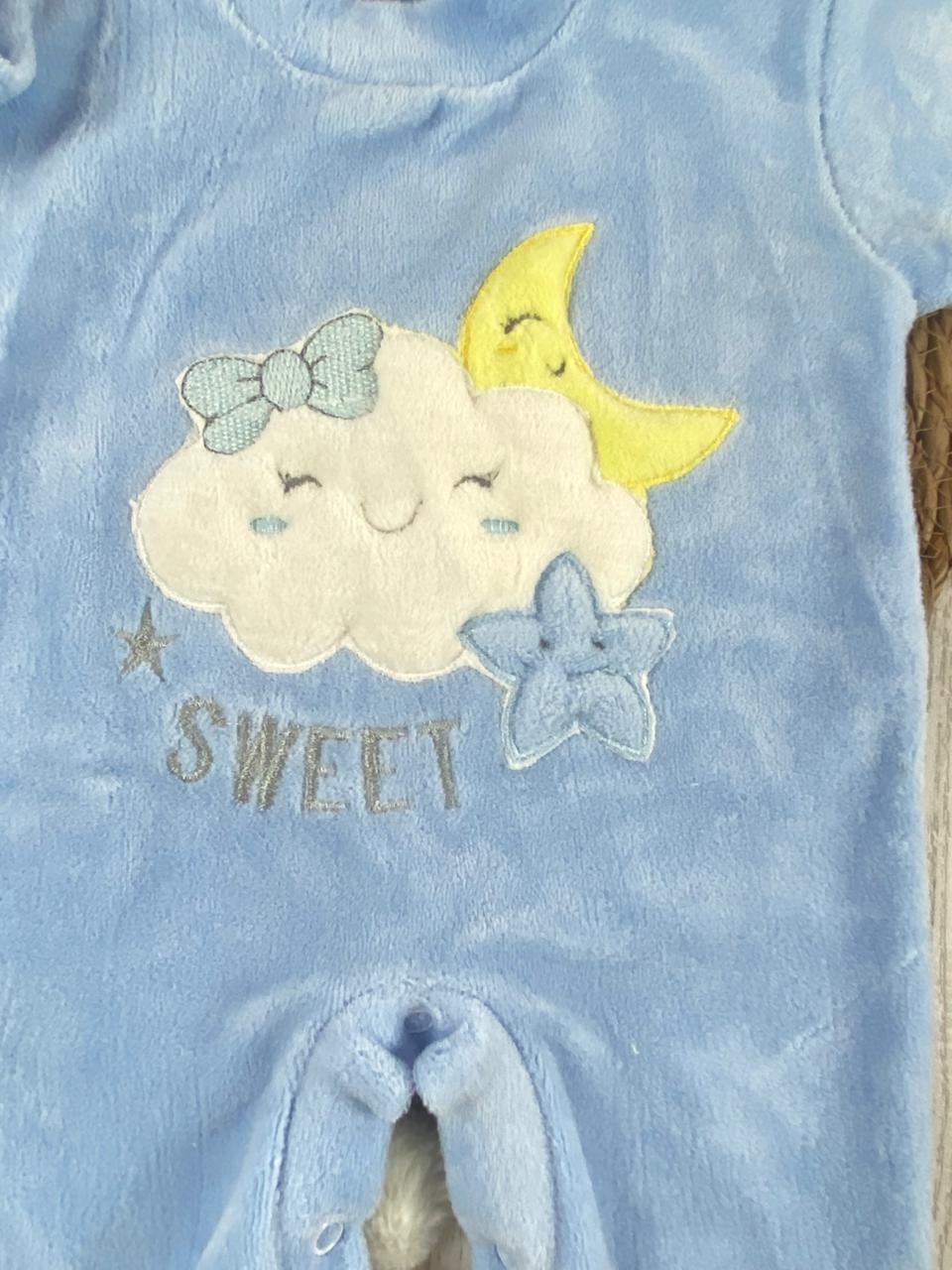 سالوبيت شتوي قطيفه مكون من قطعتين رسمة هلال ونجمه وسحابة  🩷❤️