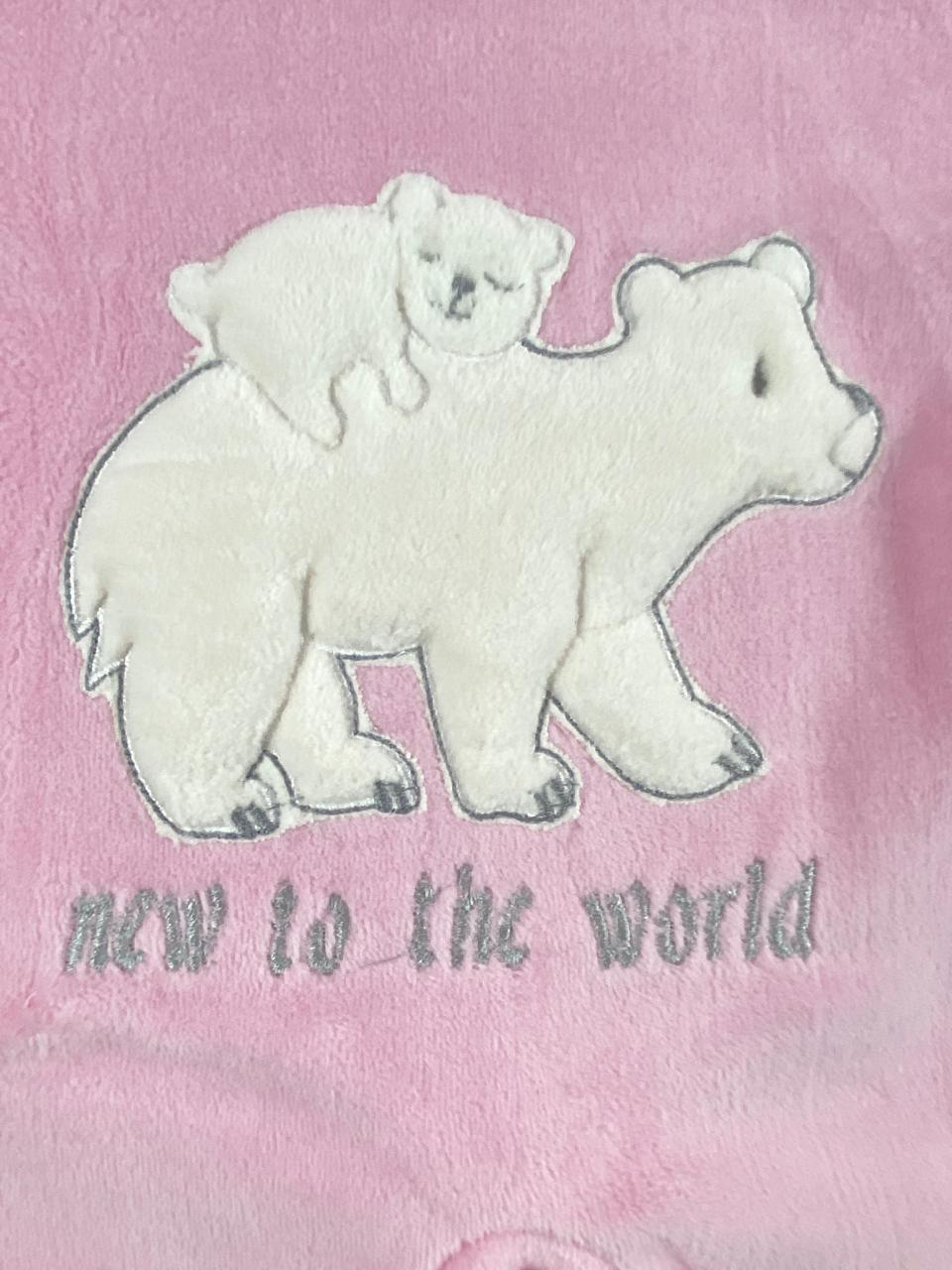 سالوبيت شتوي قطيفه مكون من قطعتين رسمة دبيين  🩷❤️