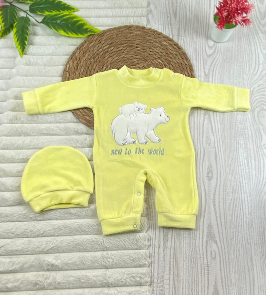 سالوبيت شتوي قطيفه مكون من قطعتين رسمة دبيين  🩷❤️