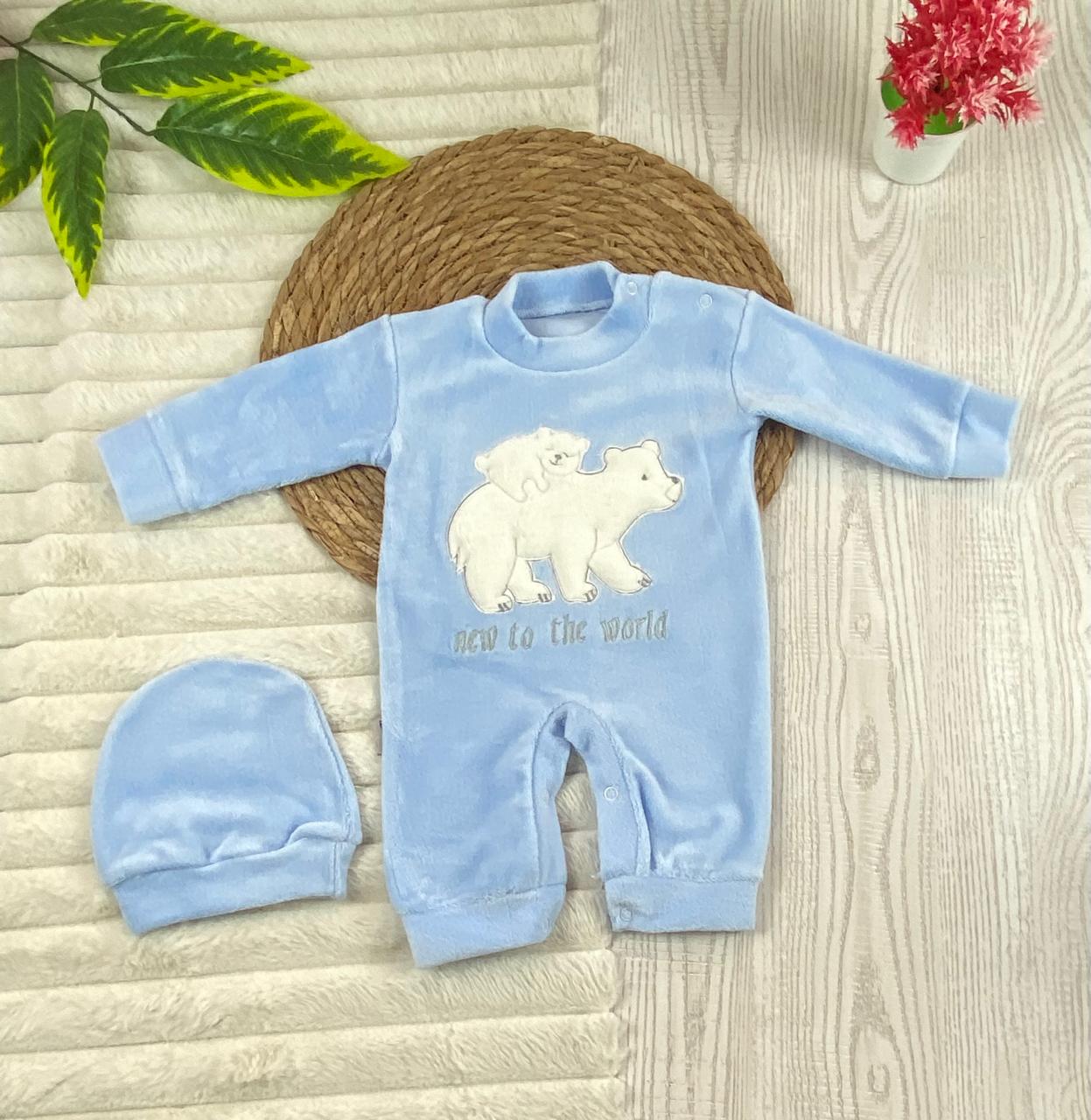 سالوبيت شتوي قطيفه مكون من قطعتين رسمة دبيين  🩷❤️