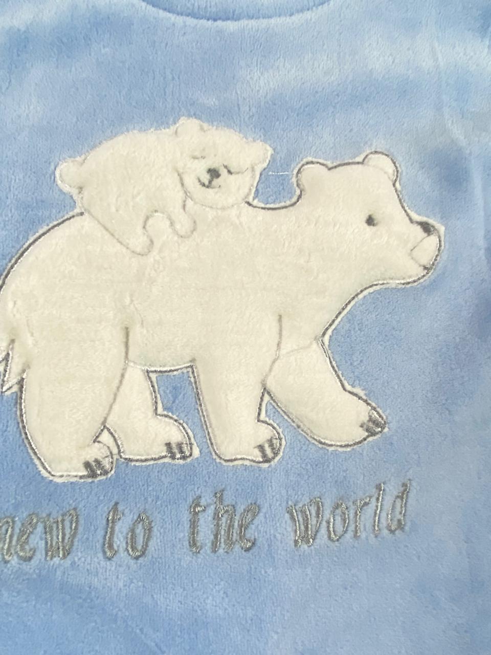 سالوبيت شتوي قطيفه مكون من قطعتين رسمة دبيين  🩷❤️