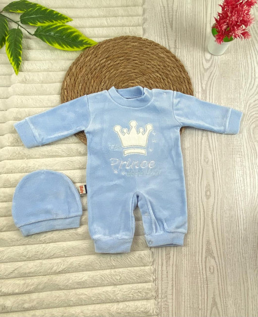 سالوبيت شتوي قطيفه اولادي وبناتي مكون من قطعتين رسمة التاج  🩷❤️