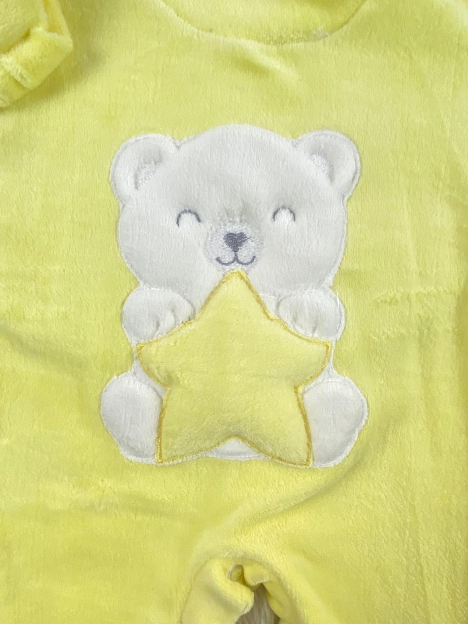 سالوبيت شتوي قطيفه مكون من قطعتين رسمة دب ونجمه  🩷❤️